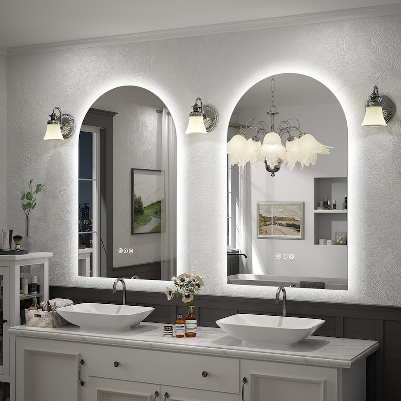 UL Certified Arched LED Anti-fog Tempered Glass Wall Bathroom Vanity Mirror