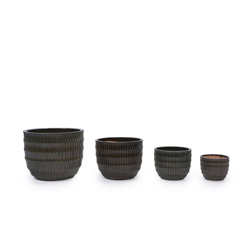 Anmytek Ceramic Planter Set of 4 with Drainage for Indoor Outdoor