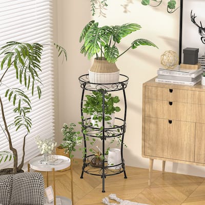 3 Tier Plant Stand Indoor Outdoor, 33.8 inch Tall Metal Potted Holder Rack,Multiple Flower Pot Shelf