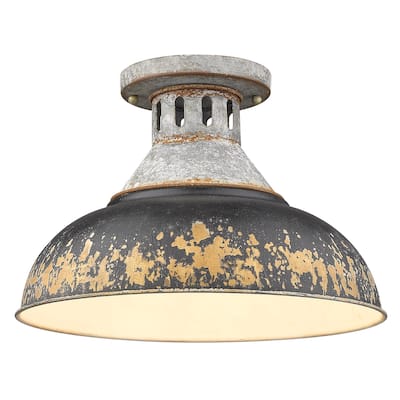 Golden Lighting Kinsley 14" Wide Semi-Flush Ceiling Fixture with Black
