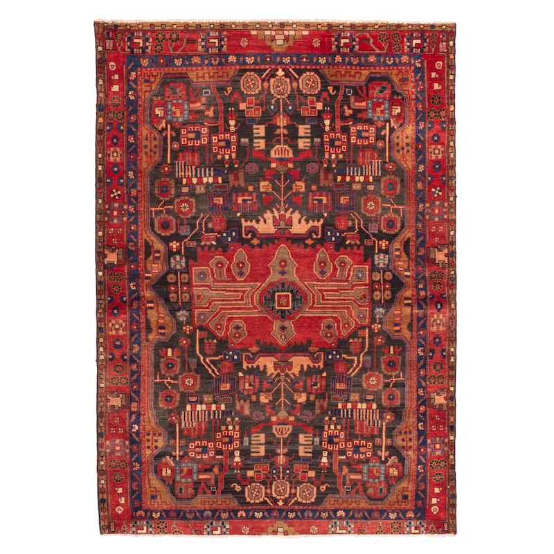 ECARPETGALLERY Hand-knotted Konya Anatolian Black, Red Wool Rug - 4'10 x 7'0