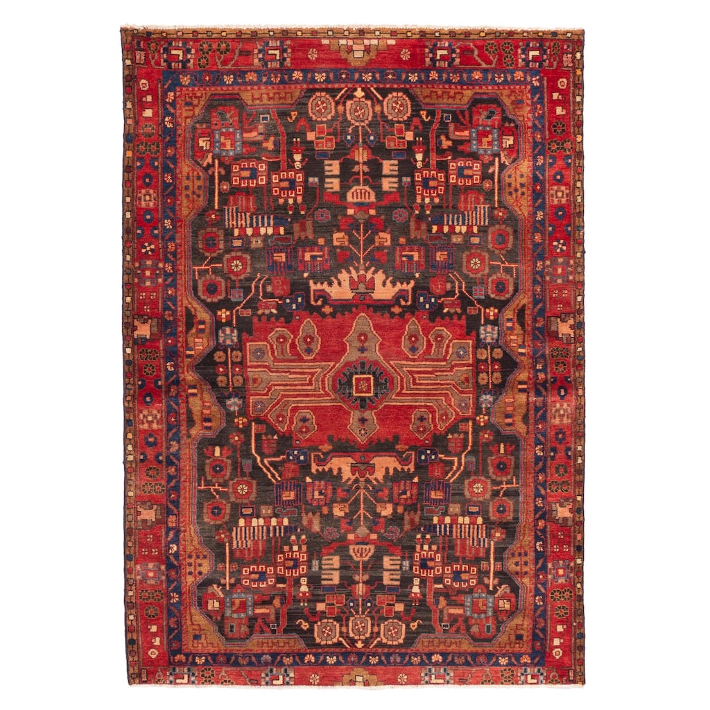 ECARPETGALLERY Hand-knotted Konya Anatolian Black, Red Wool Rug - 4'10 x 7'0