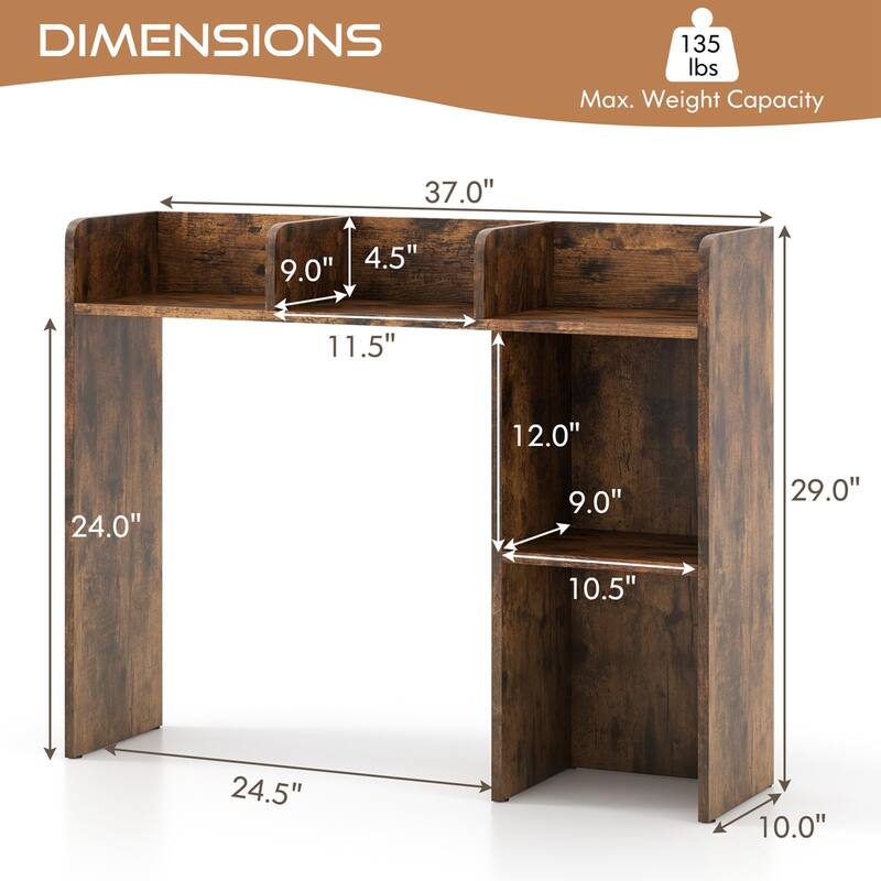 Costway Desk Bookshelf Desktop Storage Organizer Display Shelf Rack