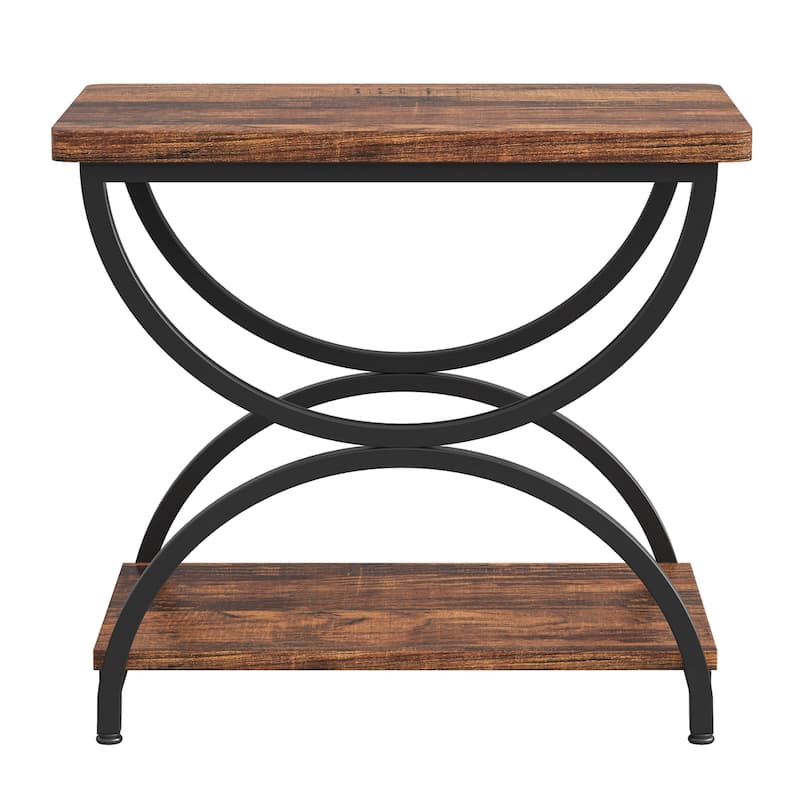 2 Tier Wood and Metal End Side Table for Living Room (Set of 2) - 2PCS