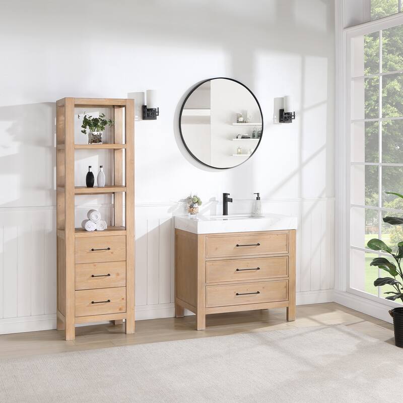 Leon 36 in. Single Bathroom Vanity with Composite Stone Top