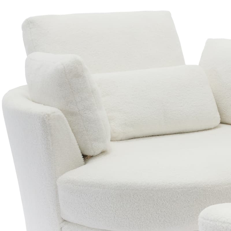 Upholstered Swivel Accent Chair with Wooden Tray Storage Ottoman