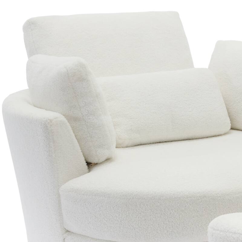 Oversized Upholstered Swivel Barrel Chairs with Storage Ottoman