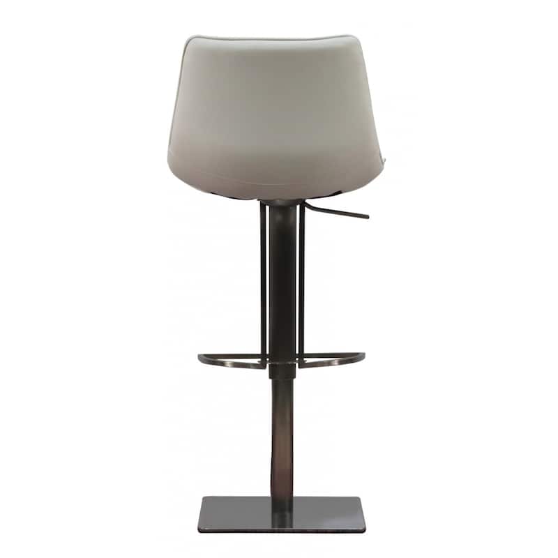HomeRoots 29" White and Silver Faux Leather and Stainless Steel Bar Height Swivel Bar Chair