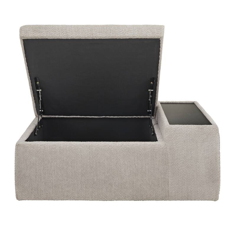 Sebastopol Boucle Fabric Storage Ottoman With Table and Casters by iNSPIRE Q Modern