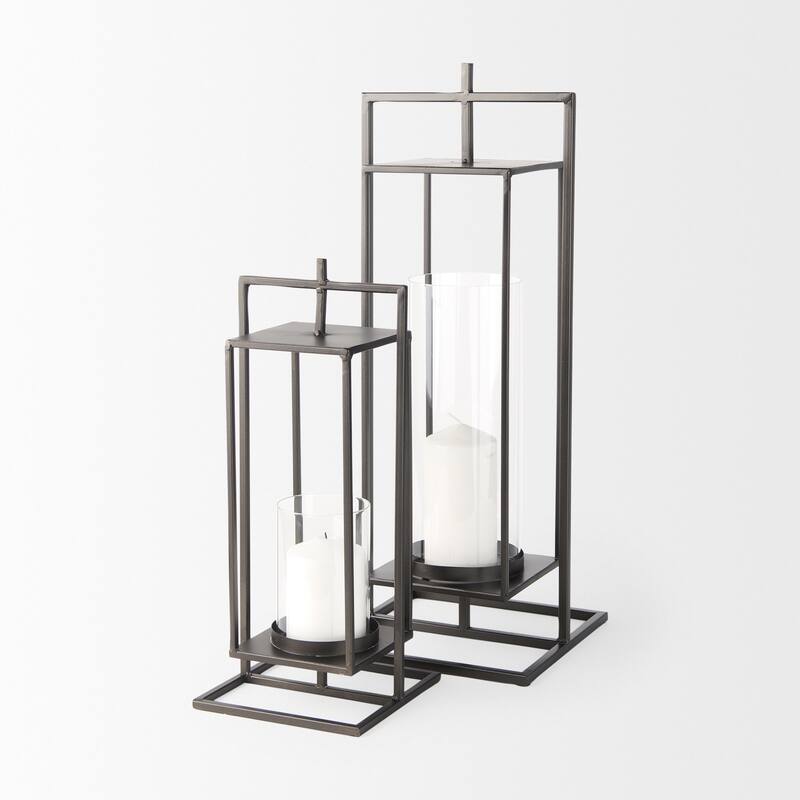 Albus I Large Black Metal Rectangular Table Candle Holder