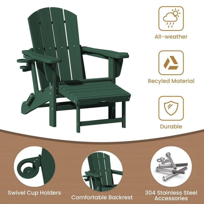 Folding Outdoor Chair with 3-Position Reclining Backrest & Telescoping Footrest