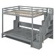preview thumbnail 14 of 36, Full Over Full Size Murphy Bunk Bed Convertible Loft Bed with Hydraulic Lift, Hidden Desk and Storage Stairs for Kids