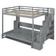 preview thumbnail 13 of 36, Full Size Convertible Murphy Bunk Bed with Hydraulic Lift, Built-In Desk, Storage Staircase