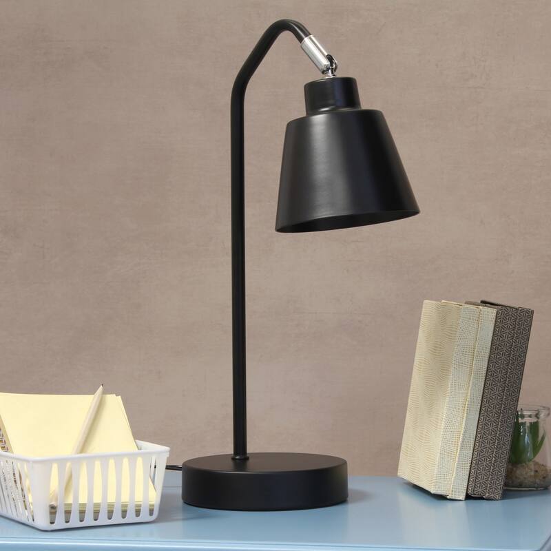 Angled Arm Desk Lamp with Adjustable Cone Shade - 16" - Black