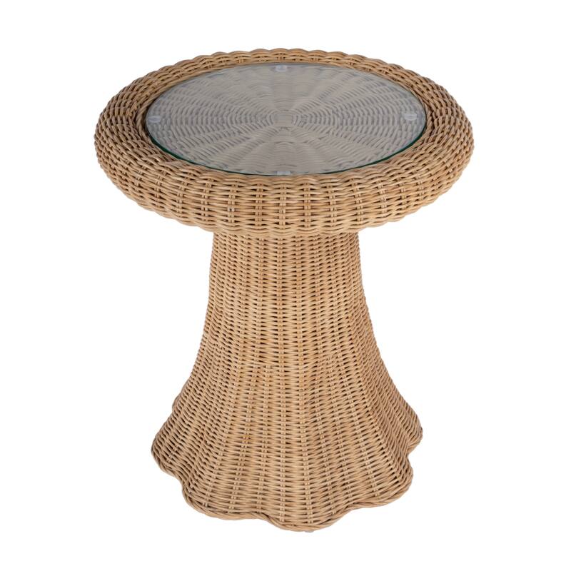 Flora Rattan Scalloped End Table