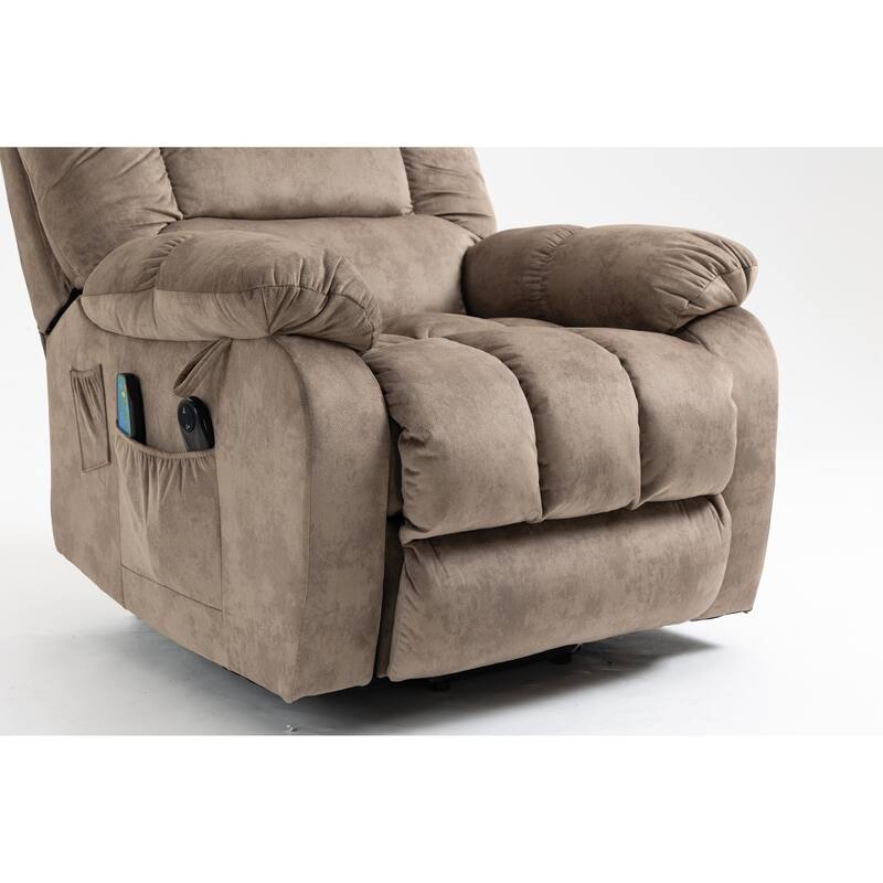 Power Lift Recliner Chair with Massage & Heat, Velvet Upholstered Electric Recliner, Lounge Sofa Chair with Side Pockets
