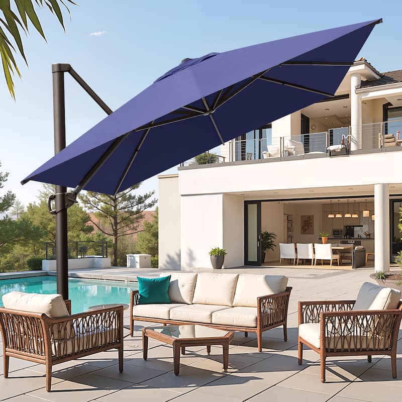 Pellebant 10x13 FT Patio Cantilever Umbrella Outdoor Offset Umbrella with No Base