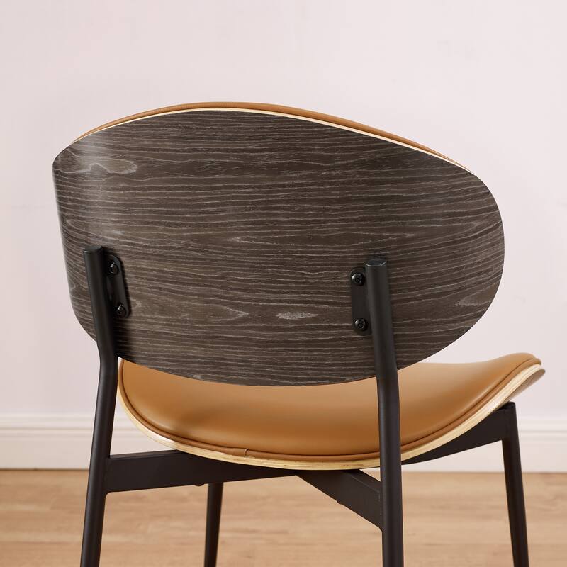 Art Leon Genuine Leather and Bentwood Dining Chair Set of 2