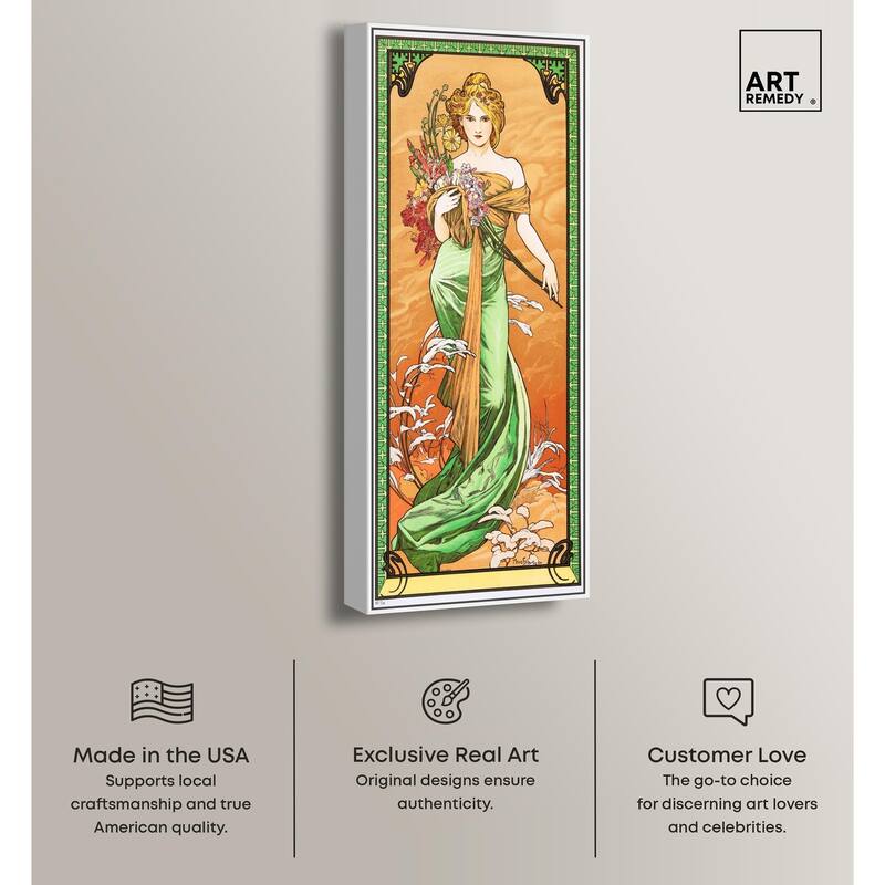 Alfonse Mucha - Spring Panoramic Canvas by Art Remedy