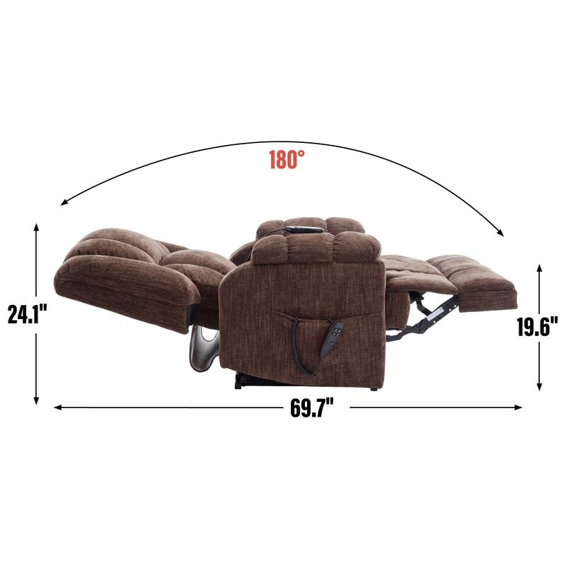 Dual Motor Heat Massage Infinite Position Electric Power Lift Recliners with Power-Remote, Medium-firm and Heavy Duty