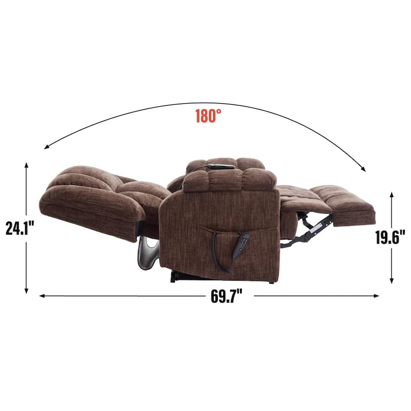 Power Lift Recliner Chair with Heat Massage & Timer Function, Dual Motor Infinite Position Lift Chair with Remote Control