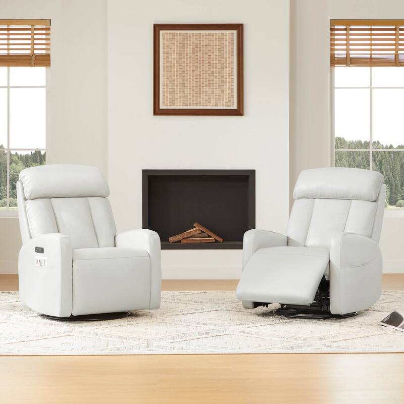 Kinsley Triple Motor Leather Power Swivel Recliner with Adjustable Lumbar