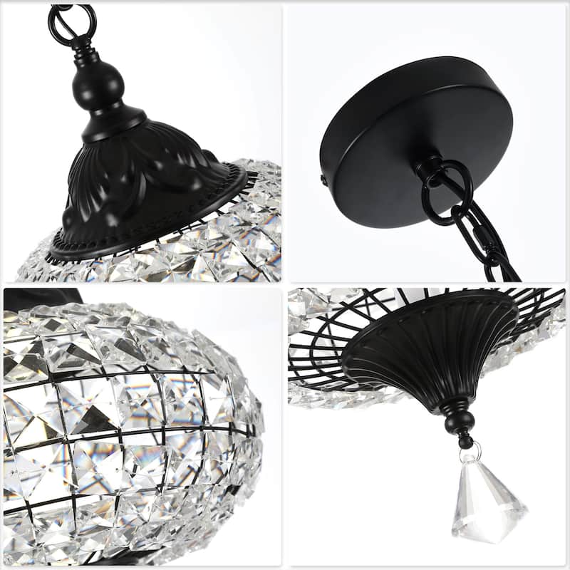 Bella Depot 11" Modern Crystal Dimmable Chandelier Luxuruy Lantern Pendant Light for Living Room Kitchen Island Hallway
