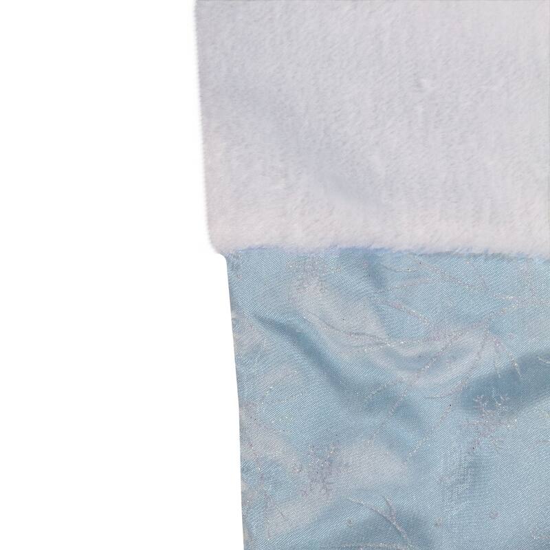 20.5-Inch Blue and White Sheer Organza Christmas Stocking with Faux Fur Cuff - 20.5"