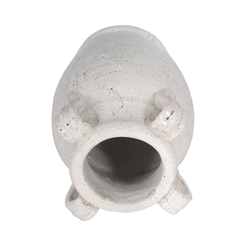 Terracotta Table Vase with Weathered Finish and Handles for Home Decor