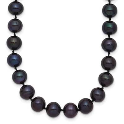 Curata 14k Yellow Gold Pearl clasp 7 7.5mm Black Freshwater Onion Freshwater Cultured Pearl Bracelet 7.5 Inch