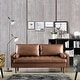 preview thumbnail 11 of 16, VIATOL Mid-Century Top-Grain SUEDE Leather Deep Seat Sofa With Cushions Wood Legs