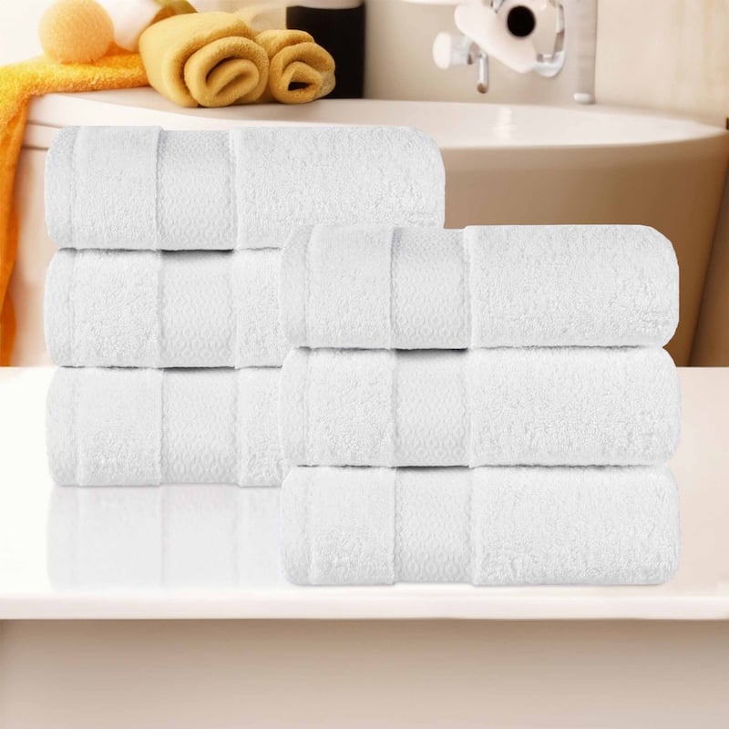 Superior Niles Cotton Ultra-Plush Absorbent Hand Towels, Set of 6 - White