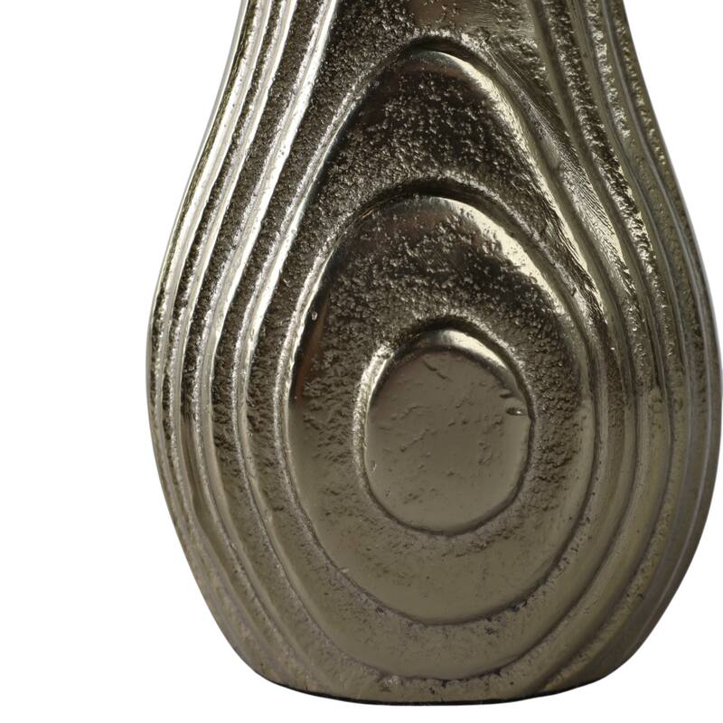 Aluminum Oval Pear Sculpture with Modern Textured Design - 8" Gold - 4" x 4" x 8"