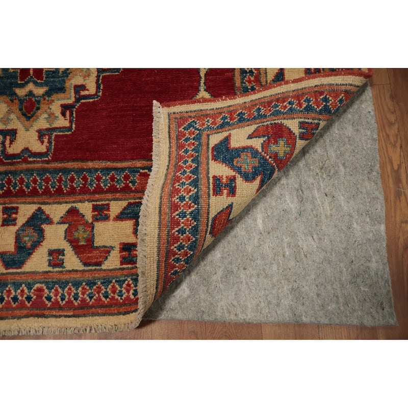 Hand Knotted Oriental 100% Wool Carpet Traditional Medallion Red Kazak Area Rug - 6' 4'' X 3' 10''