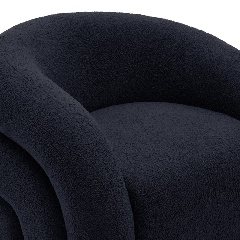 Modern Upholstered Swivel 360 degree Rotation Boucle Barrel Chair