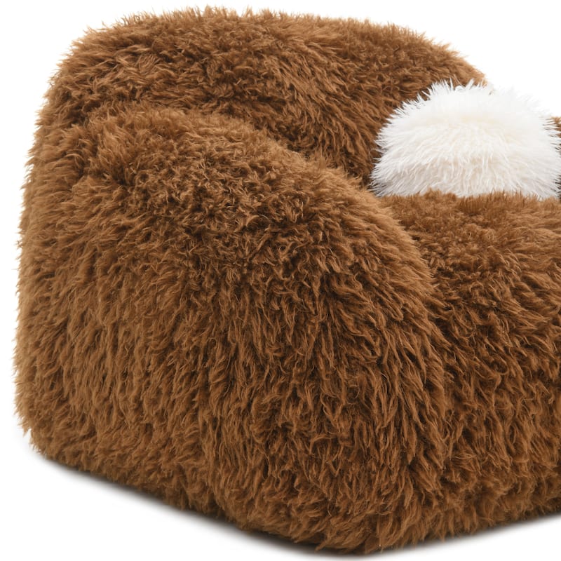 Furniture of America Cynra Modern 45-inch Faux Fur Swivel Arm Chair with Ball Pillow