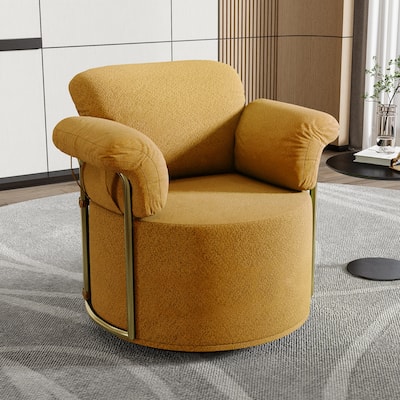 360 Degree Square Swivel Accent Sofa Chair, Orange, Foam+Spring, 30x29x36 inches