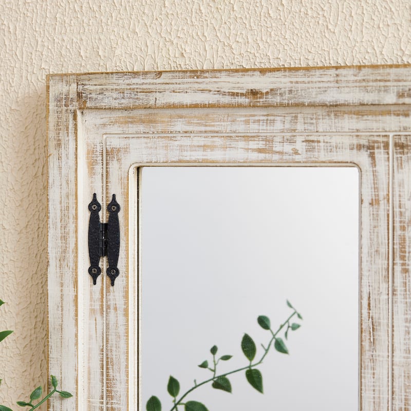 Glitzhome 31.5"H Oversized Farmhouse Wood Frame Accent Window Wall Mirror