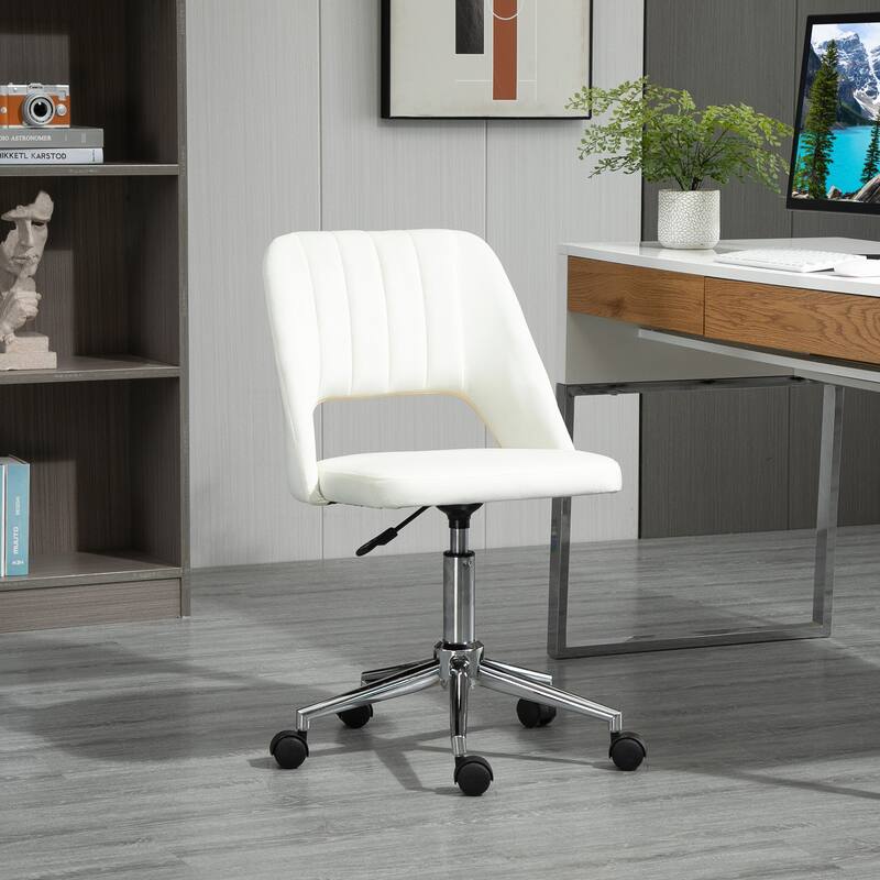 Velvet Fabric Desk Chair with Adjustable Height, 360° Swivel Seat, and Open Back for Home Office or Vanity Use