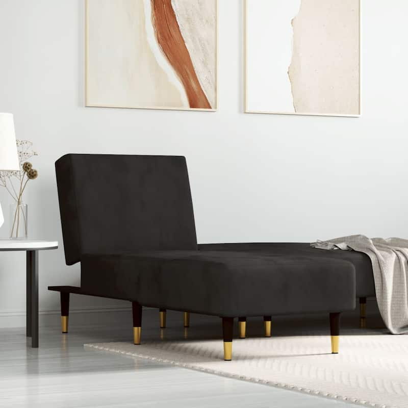 vidaXL Chaise Longue Dark Gray Velvet - 21.7" x 55.1" x 27.6" - Black