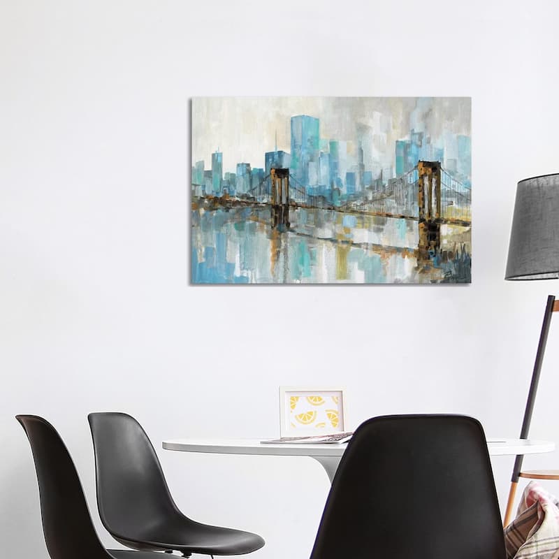 iCanvas "Teal City Shadows" by Ruane Manning Canvas Print - 26x40x1.5