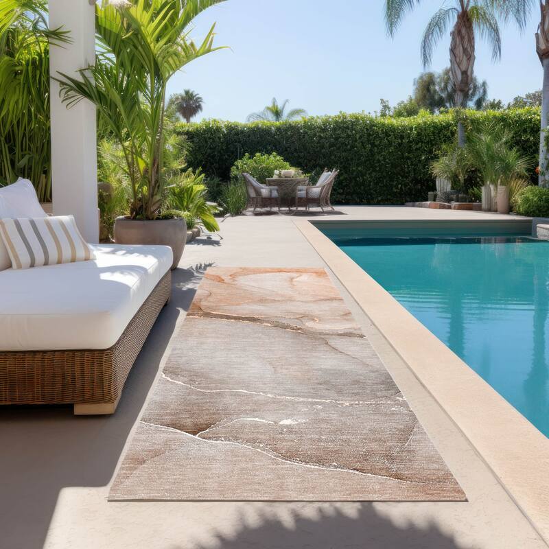 Pane Artistic Abstract Weather Resistant Classic Meets Modern Outdoor Rug