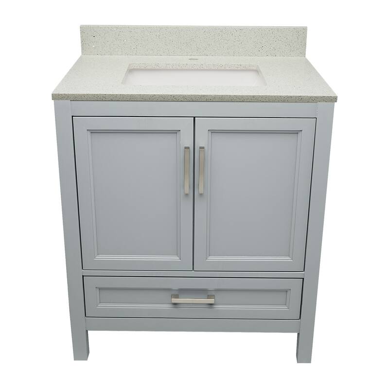 Nevado 37" Bathroom Vanity in Espresso with Quartz Stone Vanity Top Sink w/ Backsplash in Galaxy White Single Hole - Grey - Galaxy White