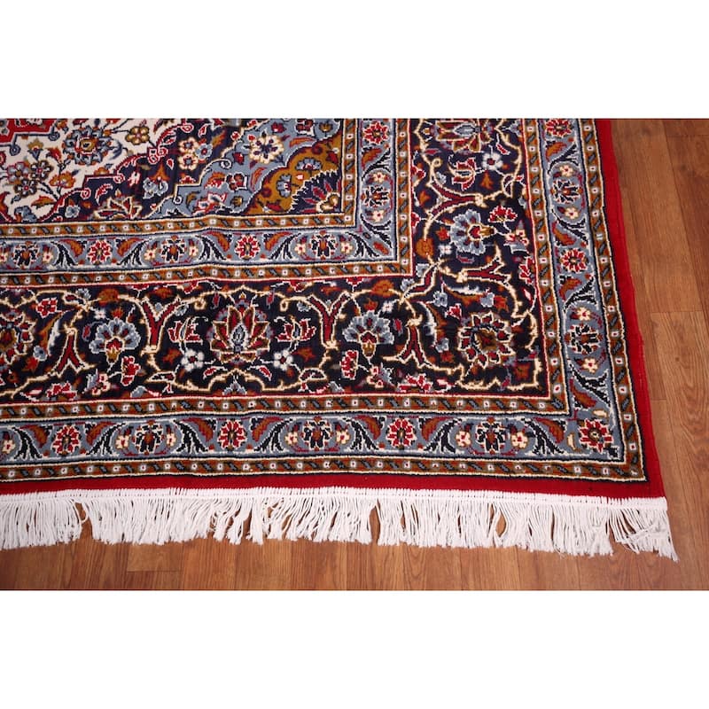 Traditional Red Kashan Turkish Rug Machine Made Living Room Carpet - 9'9" x 13'0"