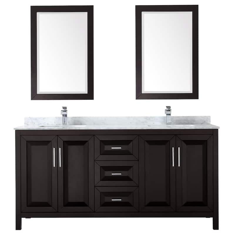 Wyndham Collection Daria 72" Free Standing Double Vanity Set with MDF