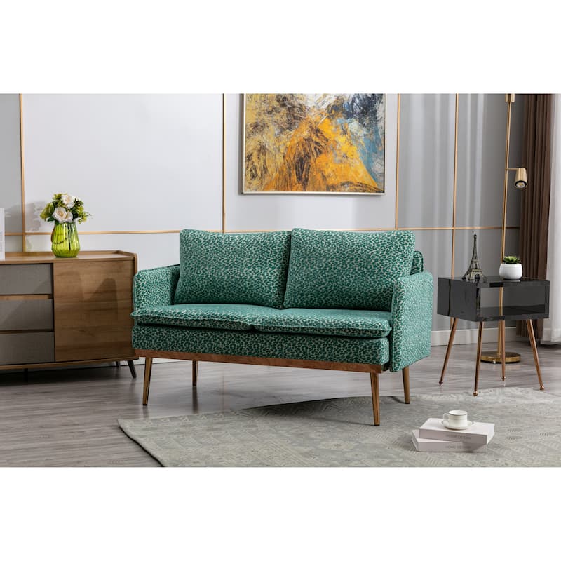 Polyester Upholstered Living Room loveseats sofa With Golden Legs