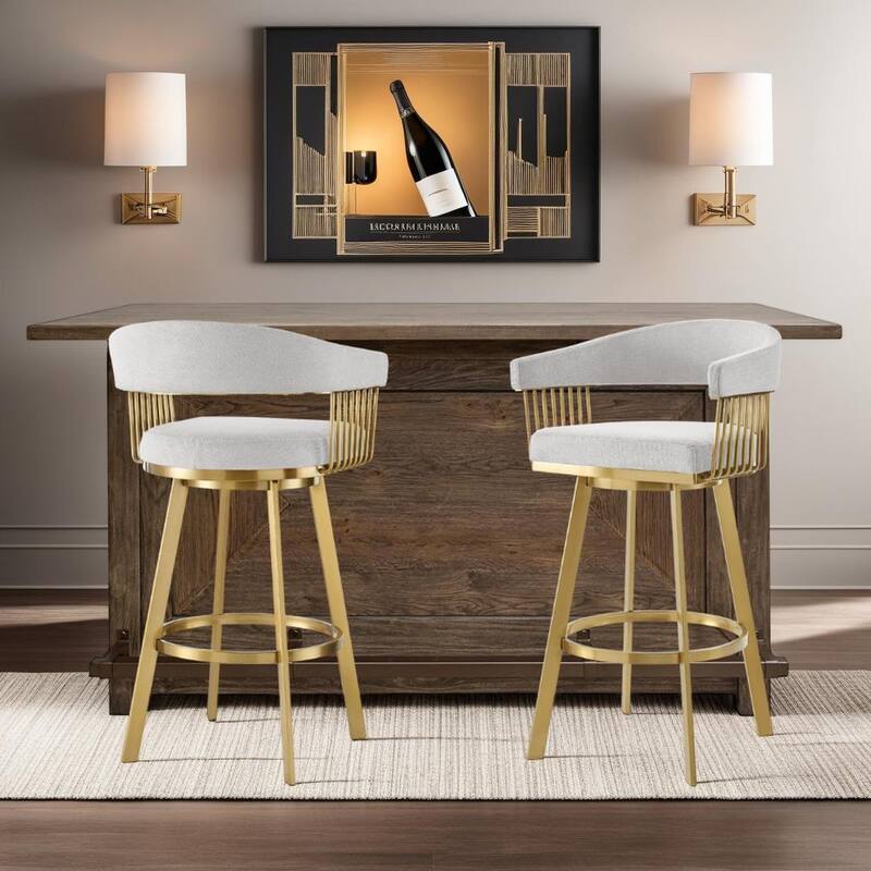 Chelsea Modern Swivel Bar Stool, Upholstered Counter Height Chair with Metal Frame