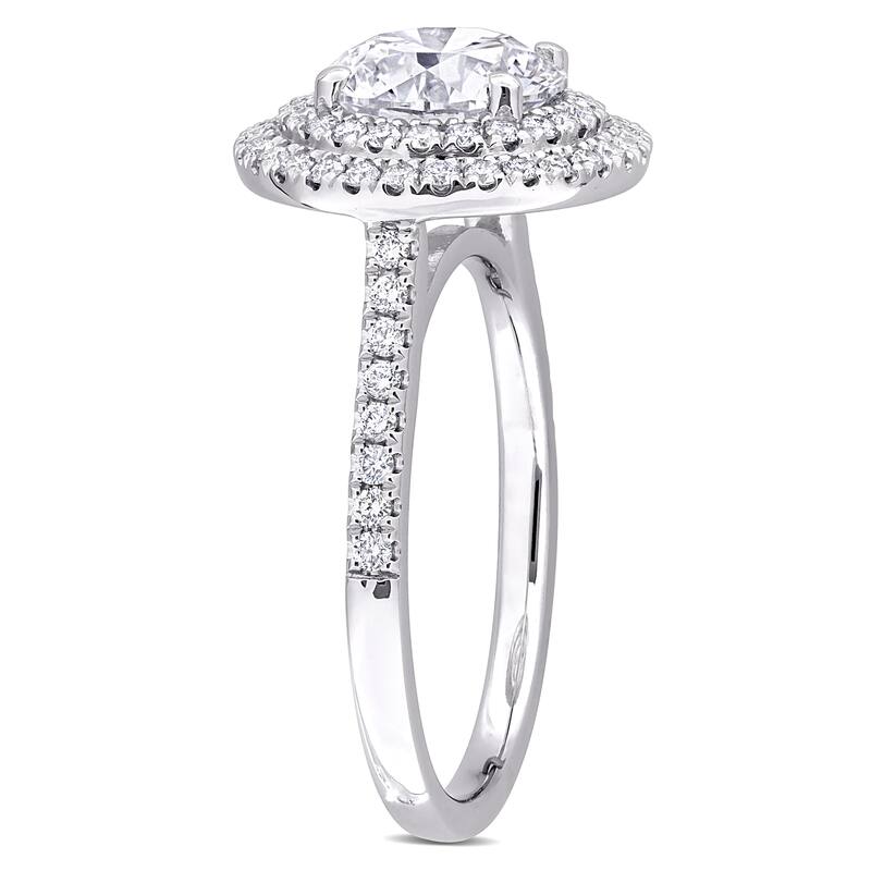 2 1/2ct TDW Lab-Grown Diamond and Tsavorite Accent Halo Ring in 14k White Gold