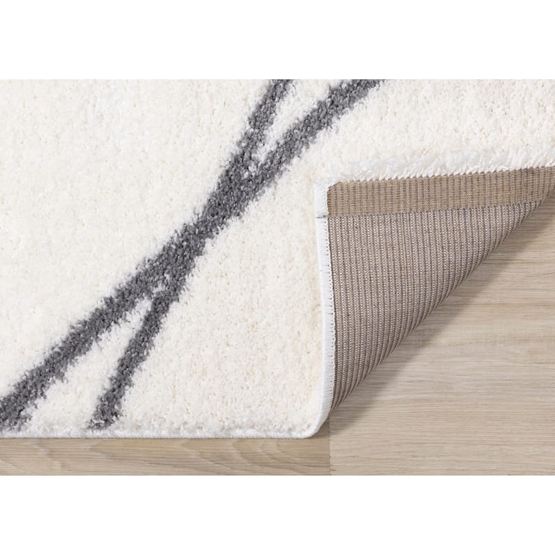 Fairmont Collection - White/Grey Crossing Lines Rug