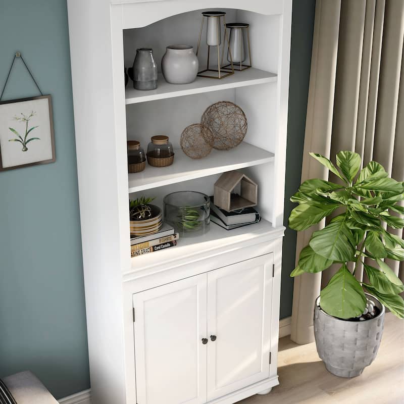 Omni Transitional 3-Shelf Wood Bookcase with Cabinet by Furniture of America
